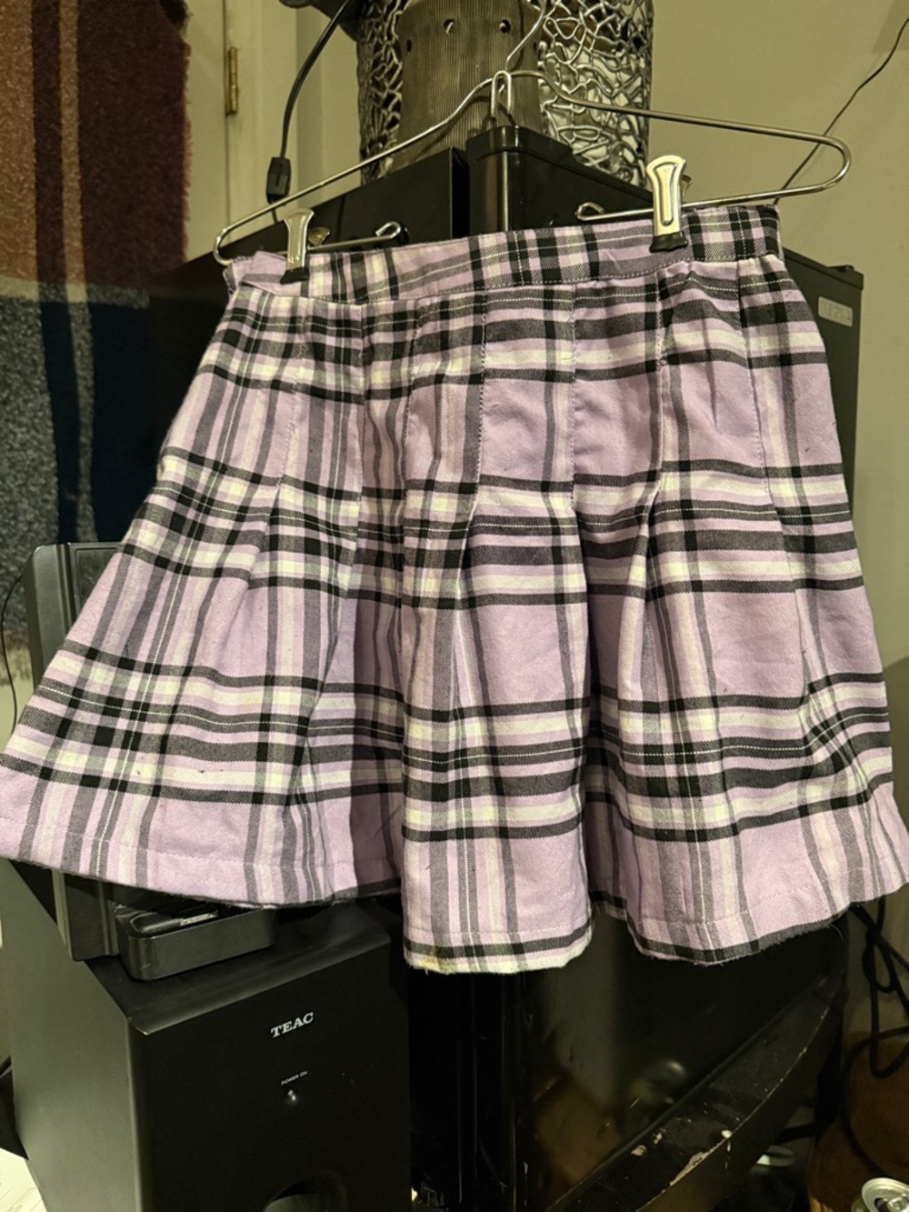 Rue21 Lilac and Black Plaid Circle Skater Skirt